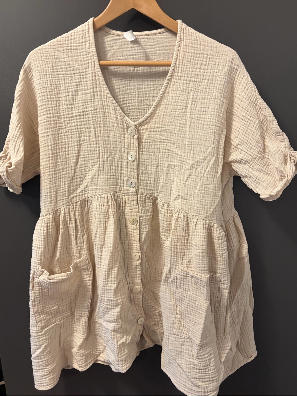 Finding July Oversized Button Up Gauze Dress